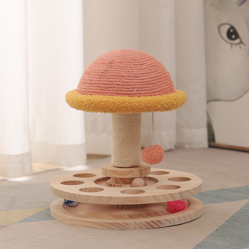 Solid Wood Turntable Sisal Grinding Claw Toy