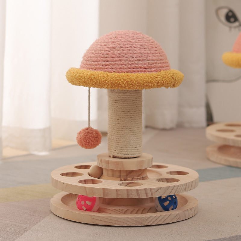 Solid Wood Turntable Sisal Grinding Claw Toy