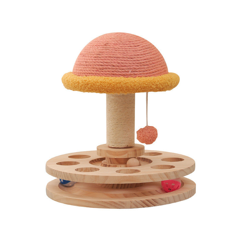 Solid Wood Turntable Sisal Grinding Claw Toy