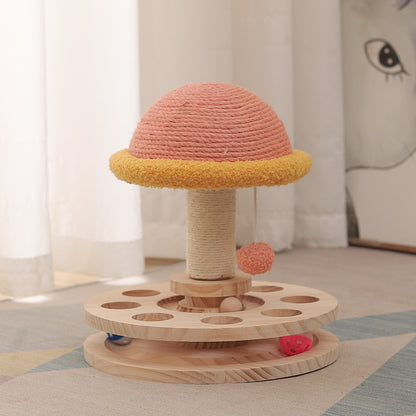 Solid Wood Turntable Sisal Grinding Claw Toy