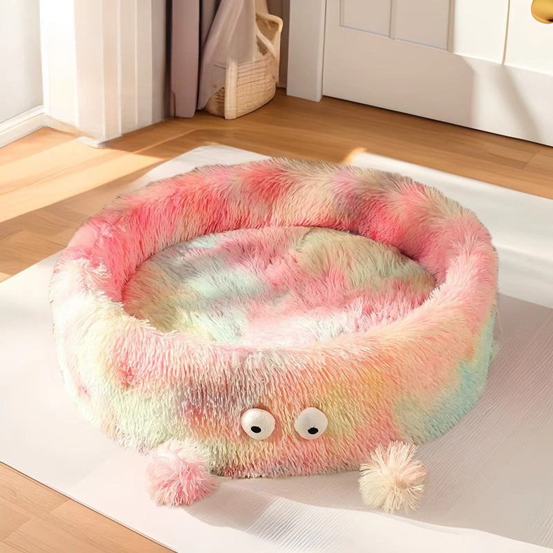 Cute Monster Eye Warm Round Nest Bed