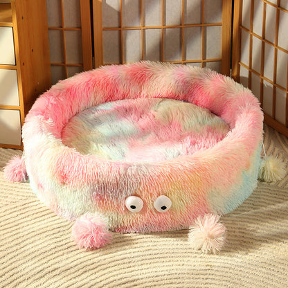 Cute Monster Eye Warm Round Nest Bed